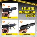 Wood Grain Foam Blaster Pistol with 2 Detachable Magazines, 40 Shell Casings, 50 Soft Bullets, Great Birthday for Boys and Girls, Realistic Action with Shell Ejection