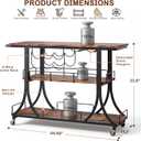 PETKABOO 3-Tier Rustic Wooden Bar Cart with Wheels, 44.49 x 14.3 x 33.9 inches