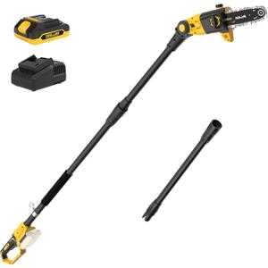 Pole Saw, 8-Inch Pole Saw for Tree Trimming Cordless 15-FT Max Reach, Auto Oiling, Tool-Less Electric Pole Saws, Tree Trimmer with Battery & Fast Charger