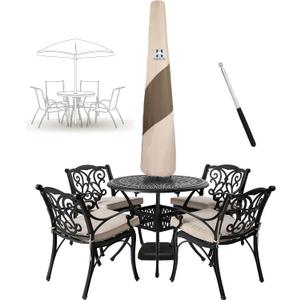 HAMLER Patio Umbrella Cover, Heavy Duty Waterproof Market Parasol Umbrella Covers for Outdoor Umbrellas with Zipper & Telescopic Rod, Outdoor Umbrella Cover Fit 7.5ft to11.5ft Garden Umbrella (Market-85H x 20DIA inch, Brown & Beige - Market)