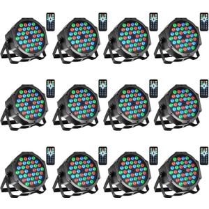 Litake Stage Lights Par Lights DJ Party Light Corded RGB 36 LED with DMX Controller Sound Activated Remote Control DJ Uplights for Events Wedding Party Club Bar Dance Gratulation Stage Lighting 12 PCS