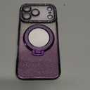 Magnetic Kickstand Glitter Case for iPhone 17 Pro Max,[Compatible with Magsafe] Cute Bling Sparkly Rhinestone with Camera Protector Makeup Mirror Women Girls Case for iPhone 17 Pro Max,Purple