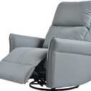 KEIKI 270 Degree Power Swivel PU Leather Power Recliner Chair, Nursery Recliners, Home Theater Recliner Chair, Rocking Chair Electric Glider Reclining Sofa with USB Ports, Blue Gray, 2' 3.5" W x 2' 7.35" D x 3' 7.61" H