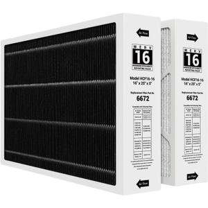 X6672 MERV 16 16x25x5 Furnace Filter Compatible with Lennox X6672 for Furnace HVAC System, Part #HCF16-16, 2 Pack