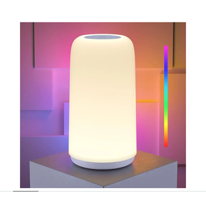 Touch Bedside Table Lamp, [Sleek Design & RGB Mode] 3 Way Dimmable Small Lamp for Bedroom, LED Lamp with Warm White Lights, Multi-Color Smart Nightstand Lamp for for Living Room Home Gifts