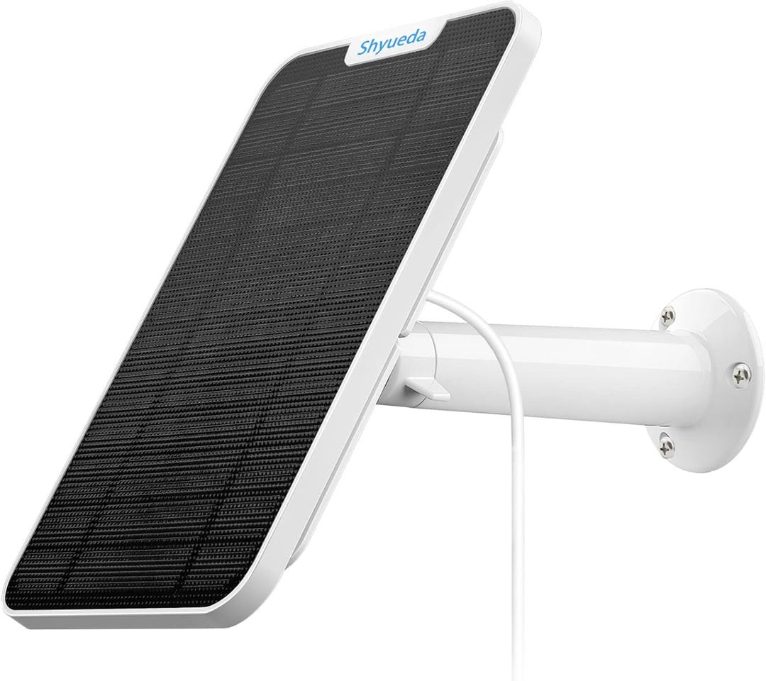 [Updated Version] 4W Solar Panel Charging Compatible with Arlo Pro 3/Pro 4/Ultra/Ultra 2/ Floodlight only , with 13.1ft Waterproof Charging Cable, IP65 Weatherproof ,Includes Secure Wall Mount(1-Pack) (White)