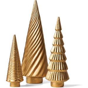 Spiral Resin Christmas Tree Decorations, 3 PCS Tabletop Small Christmas Trees for Desk Decor, Small Fake Christmas Tree, Gold Home Decor, Xmas Table Centerpieces Winter Mantel Decor (Set of 3)