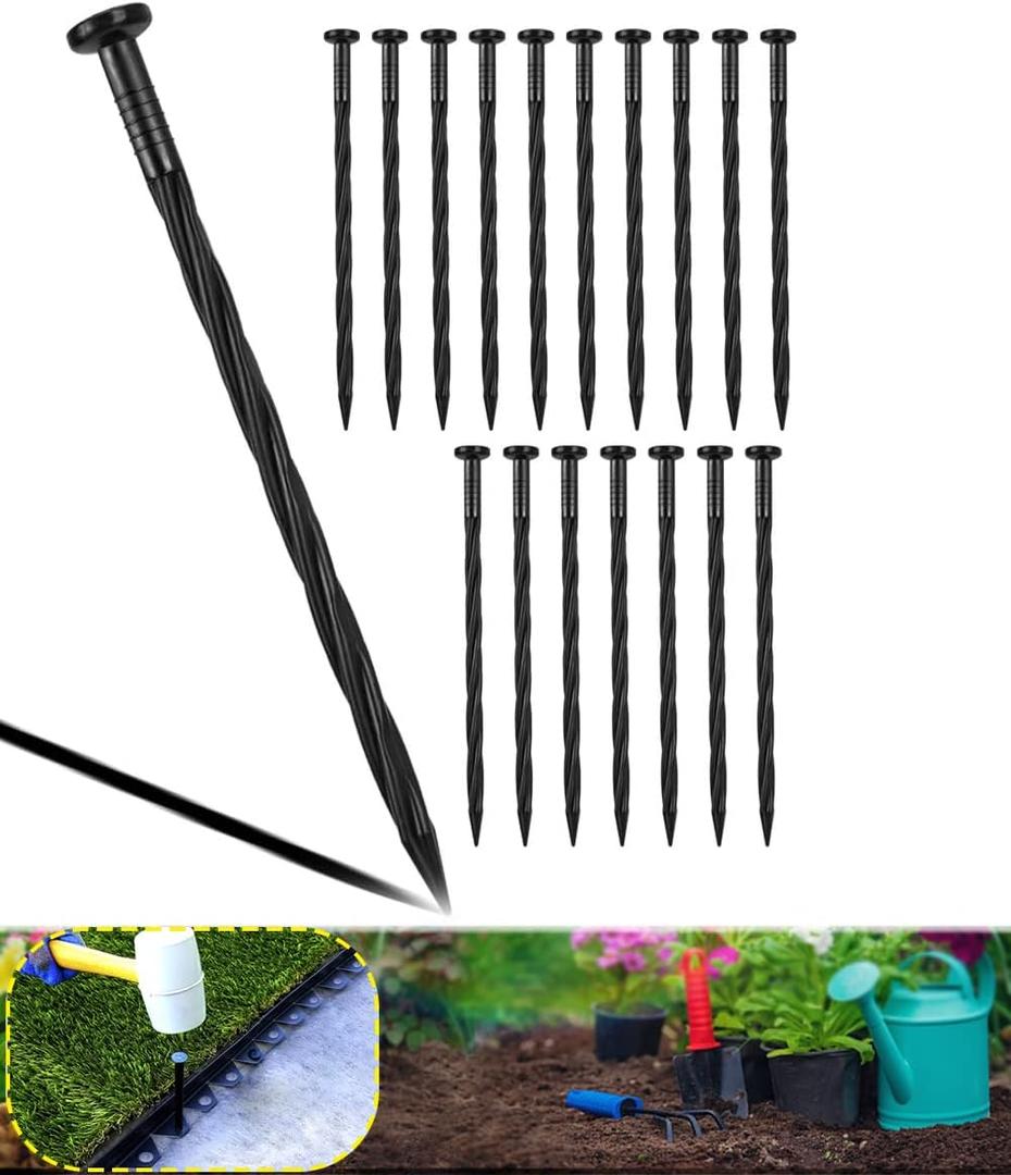 50-Pack 8-Inch Plastic Landscape Stakes,Spiral Edging Spikes Landscape Anchoring Spikes for Paver Edging, Weed Barrier, Artificial Turf & More Weed Barrier, Artificial Turf & More.