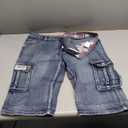 Men's 3/4 Cargo Biker Jean Shorts Vintage Distressed Denim Shorts Casual Multi-Pocket Short Pants (Blue, 32)