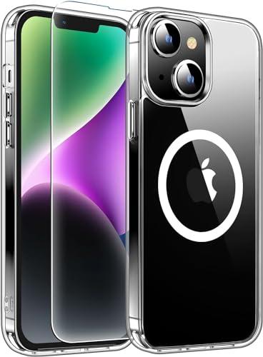 Redpepper for iPhone 14 Case,[Compatible with Magsafe][Anti-Yellowing] with Screen Protector,Slim Thin 10 FT Shockproof Phone Case 6.1 inch-Clear, Set of 2