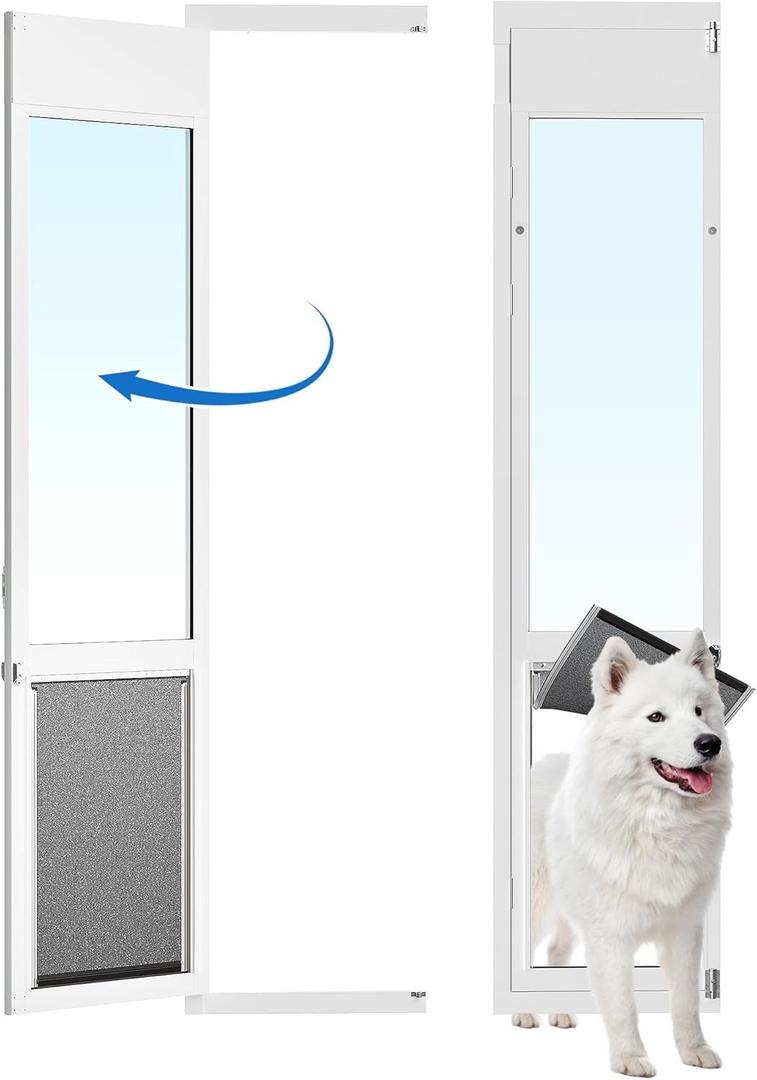 XLarge Dog Door for Sliding Glass Door,Openable Pet Door for Sliding Glass DoorsAll-Metal Framed & Panel & Lock,Adjustable 75 7/8" to 81" Slider Height -Extra Large