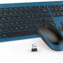 Wireless Keyboard and Mouse Combo - Full Size Slim Thin Wireless Keyboard Mouse with Numeric Keypad 2.4G Stable Connection Adjustable DPI (Dark Blue)