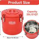 Insulated Soup Container with Spoon 5 Gallon, 21QT Portable Commercial Cold Hot Box Food Warmer for Catering, Stainless Steel Insulated Soup Transport Carrier for Restaurant Canteen Home Party