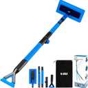 E-SDS 60 Snow Broom Ice Scraper Bendable Snow Remover for Cars with 12.2 Foam Head, Extendable Snow Brush for Car, Truck and SUV, Blue