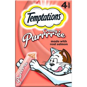 3 x Temptations Creamy Puree Squeezable Lickable Wet Cat Treat with Salmon, 0.42 oz. Tubes, 4 Count