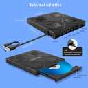 8-in-1 Extemal CD/DVD Drive for Laptop,USB 3.0 & Type-C Portable CD/DvD Burner with SD/TF Card Reader DVD Player with Carrying Case Compatible with Laptop PC, MacBook Pro/iMac Windows 11/10/8/7 Linux
