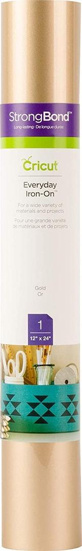 2 Packs Cricut Everyday Iron On - 12 x 2ft - HTV Vinyl for T-Shirts - StrongBond Guarantee, Outlast 50+ Washes, Use with Cricut Explore Air 2/Maker, Gold