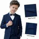 YuanLu Boys Suit for Kids Tuxedo Wedding Ring Bearer Outfit, 5 Piece Boy Slim Fit Formal Suits with Adjustable Waist (Blue)