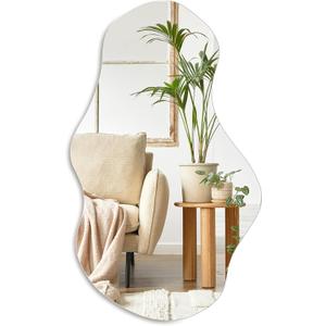 PERFNIQUE Irregular Wall Mirror Asymmetrical Mirror, 28''x17'' Decorative Modern Mirror for Bathroom Bedroom Living Room Entryway, Cloud Frameless, Wall Mounted (28''x17'', Cloud)