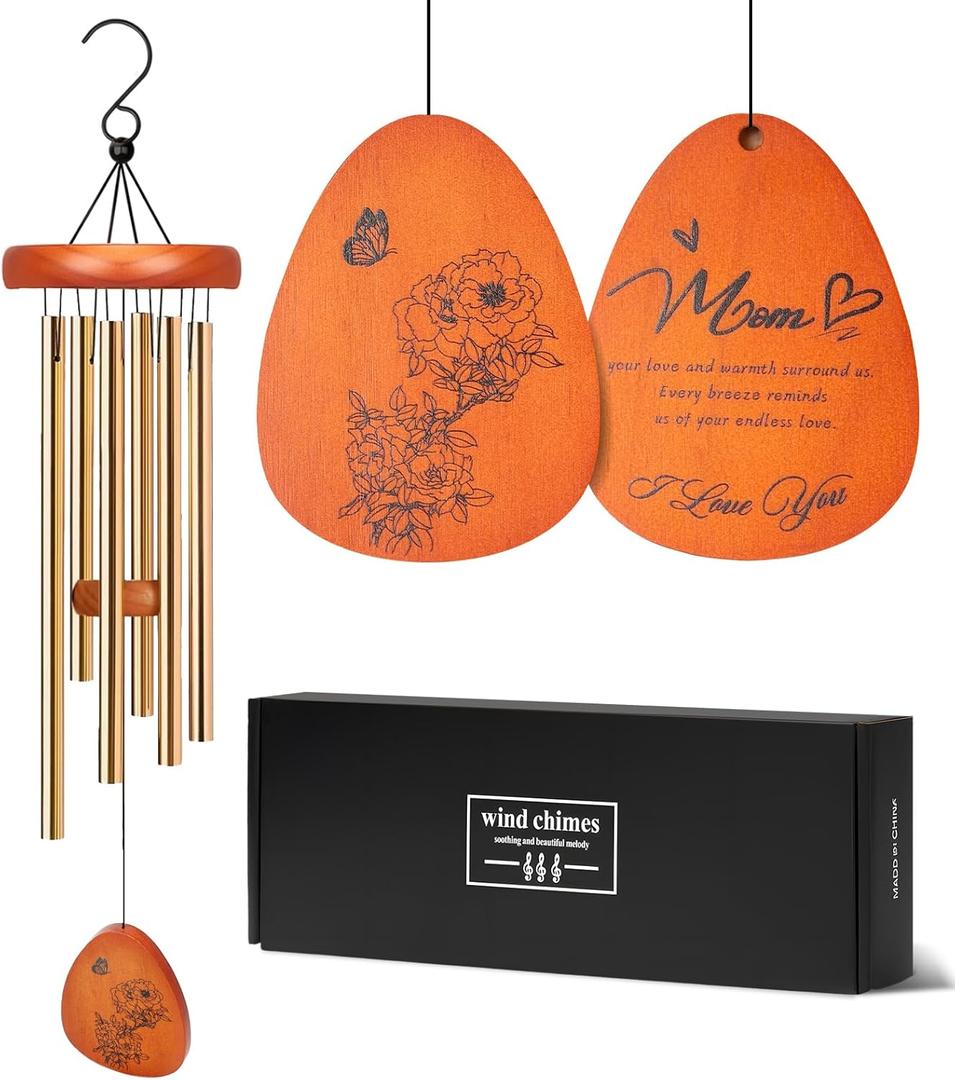 Gifts for Mom, Mom Gift from Daughter & Son - Wind Chimes Daily Love Reminder for Christmas, Birthday, Mother's Day, Thanksgiving, Ideal for Garden, Courtyard & Patio Decor