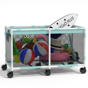 Jotesnew 280 Gallon 69" Lx32 Wx35 H Extra Large Swimming Pool Storage Bin, Pool Noodles Holder, Toys, Floats, Balls and Floats Equipment Mesh Rolling Storage Organizer Bin, Summer Vitality Mint Style