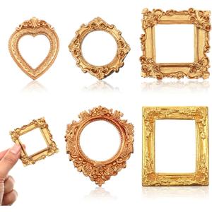 10 PCS Miniature Picture Frames Tiny Vintage Photo Frames with Carved Edges for Dollhouse Accessories Small Wall Decor Photography Ornament Props