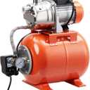 1HP Shallow Well Pump With Pressure Tank, Maximum Head 130FT, 800GPH 115V Stainless Steel Irrigation Jet Pump, Automatic Water Booster System for Home, Garden, Lawn