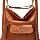 myfriday Vintage Leather Fashion Backpack Purse for Women Large Capacity Convertible Backpack Travel Daily Daypack (Brown)