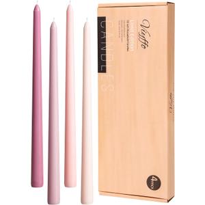 Viyffo 12 Inch Taper Candles Pink with a Purple Hue Set of 4 Unscented Smokeless Long Tall Tapered Candle for Candlesticks Sticks Wedding Advent Home Decor Dinner Christmas