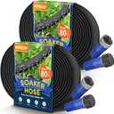 100FT Thickened Flat Soaker Hose, Heavy Duty Double Layer Watering Hoses, Save 80% Water, Flexible Leakproof, Drip Irrigation Tubing for Garden Beds and Lawns (50 FT x 2Pack)