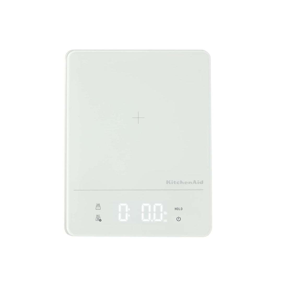 KitchenAid KQ913 Digital Waterproof (IPx7) Kitchen and Food Scale, LED readout, 11 Pound Max Capacity, White