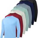 Kinglaman 7 Pack Men's Dry Fit Workout Long Sleeve Shirts Athletic Sports Gym Running Quick Dry Shirts 1 Black 1 Grey 1 Heather Grey 1 Blue 1 Dark Blue 1 Dark Green 1 Wine X-Large