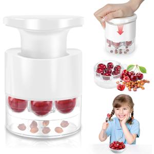 Cherry Pitter, 7-Hole Cherry Pitter Tool, Quickly Multiple Cherries Seed Remover, Save Time & Space For Making Cherry Jam (White)