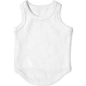 Cute Dog Clothes, Ribbed Tank Top T Shirt for Small, Medium or Large Pets, Breathable & Soft Cotton Blend (White, L)