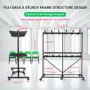 Folding Chair Cart Storage Rack Thickened Two Tier Heavy Duty Folding Table Chair Racks for Storage with Locking Rubber Wheels can Withstand 800LBS Capacity