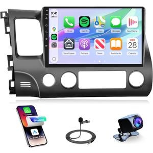 8Core 4G+64G Rimoody Android 15 Car Stereo Radio for Honda Civic 2006 2007 2008 2009 2010 2011, Wireless CarPlay Android Auto GPS 5G-WiFi Bluetooth 5.0 10.1 Inch Screen FM/RDS EQ Backup Camera
