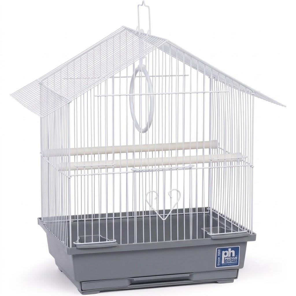 Prevue Pet Parakeet Manor Bird Cage with Handle - Versatile Carrier for Home or Travel, Small Bird Accessories, Easy Storage, Ideal for Canaries, Budgies, Finches, Parakeets, and More - Grey