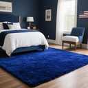 Area Rugs for Bedroom Living Room, 5x7 Soft Large Fluffy Fuzzy Shag Plush Furry Carpet, Soft Indoor Floor Mat for Kids Nursery Home Dorm Office Decor Aesthetic, Blue