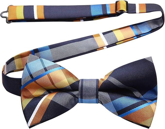 HISDERN Bow Ties for Men Pretied Bowties Classic Formal Business Bow Tie Adjustable Tuxedo Bowtie for Wedding Party