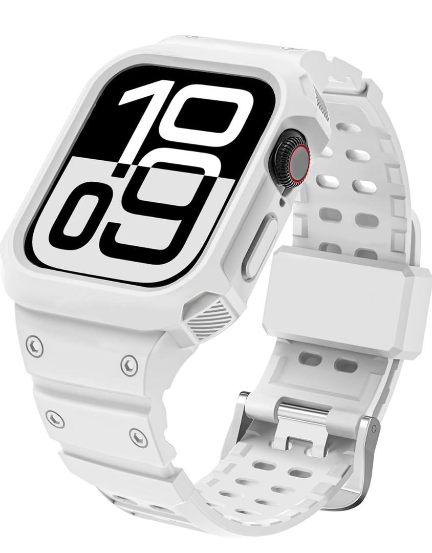 CRIS-BAND Sport Bands Compatible with Apple Watch Band 45mm 44mm 42mm 41mm 40mm 38mm, Water Sweat Shock-Proof Strap Wristband for iWatch Apple Watch Band with Case for Series 9 8 7 6 SE 5 4 3 2 1