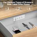 CCCEI 6 Outlets Dual Side Recessed Power Strip with USB C Ports, Furniture Flush Mount, Under Desk, Desk Top Multiple Outlets, Hidden Charging Station for Conference Table, Nightstand, White. 10FT.