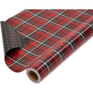 American Greetings Jumbo Reversible Wrapping Paper Roll for Christmas, Red and Black Holiday Gift Wrap (175 sq. ft., 1 Extra Large Roll-30 in. x 70 ft.) Polka Dots and Plaid