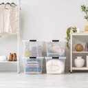IRIS USA 72 Qt Stackable Plastic Storage Bins with Lids, 6 Pack - BPA-Free, Made in USA - See-Through Organizing Solution, Latches, Durable Nestable Containers, Secure Pull Handle - Clear