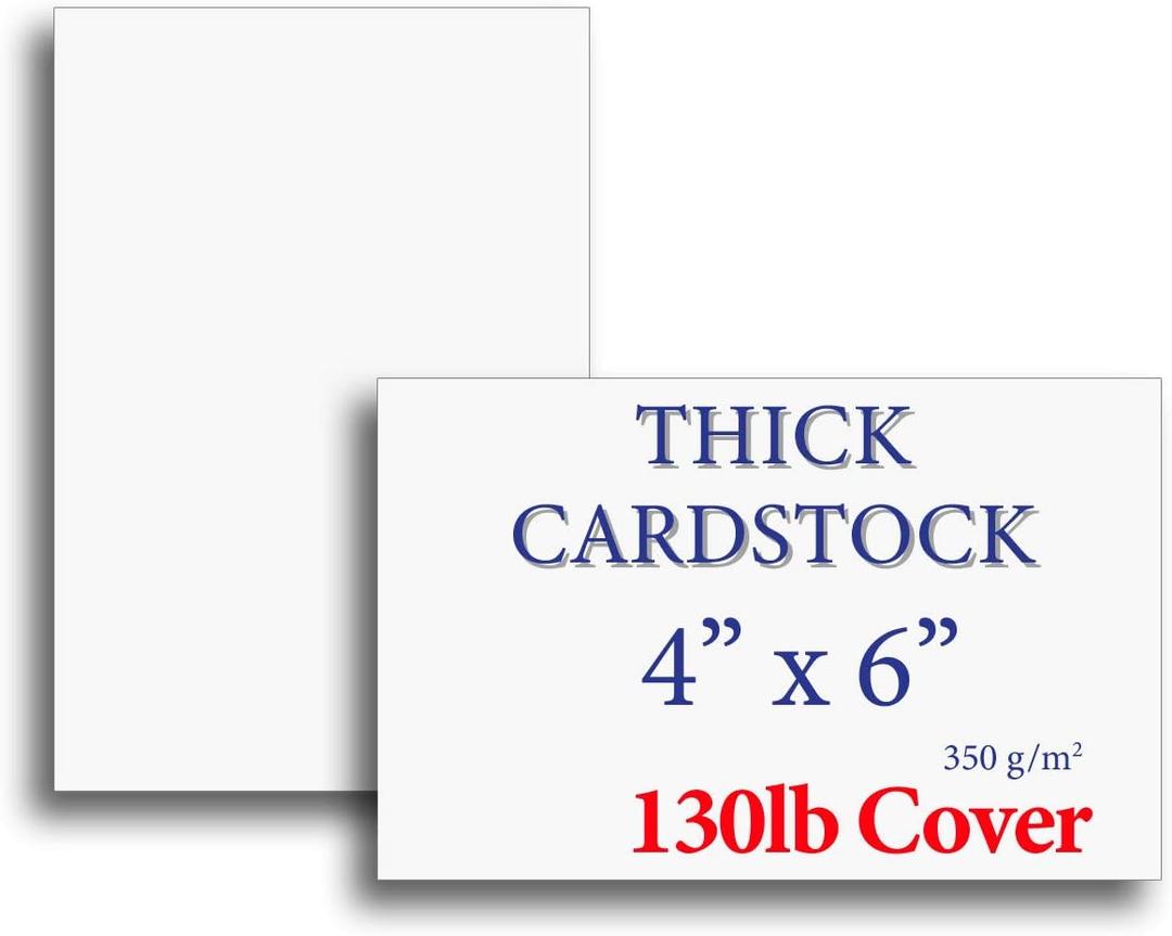 Extra Heavy Duty White 4" x 6" Cardstock - 130lb Cover(350gsm/17pt) Thick Bright White 4x6 Blank Cards - Smooth Postcard Cardstock Wedding Invitations Recipe Cards Flash Cards Index Cards - 100 Sheets