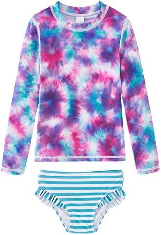UMELOK Toddler and Little Girls Rash Guard Sets with Bikini Bottoms Swimwear, 6