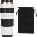 Fdit Camera Lens Coffee Mug Stainless Steel Travel Cup Insulated Vacuum Bottle Multipurpose Pen Holder for Men Women (White)