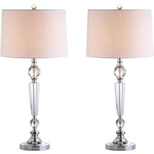 JONATHAN Y JYL2048A-SET2 Set of 2 Table Lamps Emma 29.5" Crystal LED Table Lamp Modern Contemporary Bedside Desk Nightstand Lamp for Bedroom Living Room Office College Bookcase, Clear