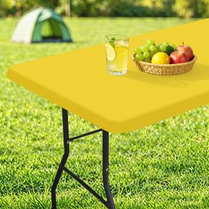 homing Rectangle Table Cloth Cover, Water-Resistant Polyester Elastic Fitted Tablecloth, Fits for 6 Foot Folding Tables, Washable Table Protector for Picnic, Camping, Outdoor (Yellow, 30" x 72")