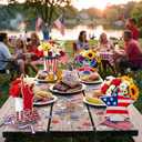 Hollowfly 12 Pcs 4th of July Table Centerpiece Gifts 250th Anniversary Patriotic Flower Vase Centerpiece Red White Blue USA Tables Decoration for Kitchen Home Independence Day Party Decor