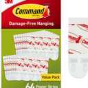 Command Poster Strips, Damage Free Hanging Poster Hangers, No Tools Wall Hanging Strips for Posters, 64 White Adhesive Strips